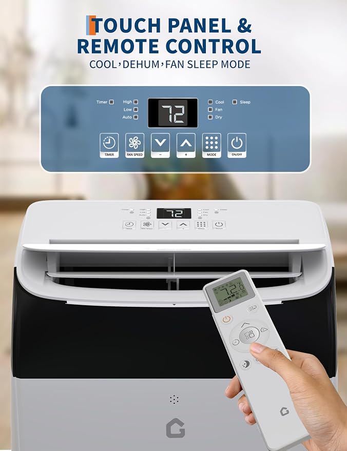 GAOMON 14000 BTU Portable Air Conditioners with Remote Control, 3-In-1 Free Standing AC Unit with Fan & Dehumidifier, Cools Room Up to 700 Sq.Ft, Smart/Sleep Mode,3 Speed,Auto Swing,24H Timer, White
