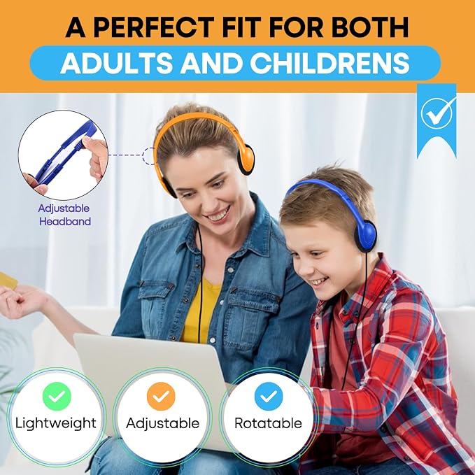 20 Pack Classroom Headphones Bulk for Kids School Student,Wholesale Durable Wired Class Set Headphones for Children Toddler Teens Boys Girls and Adult(GS857, Mixed)