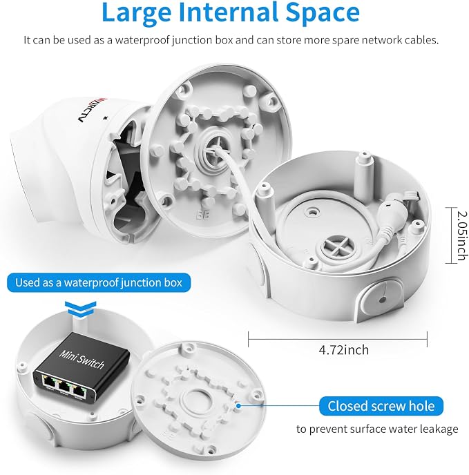Universial Security Camera Junction Box ABS Waterproof Wall Mounting Brackets for CCTV Camera Hide Cable(8 Pack)