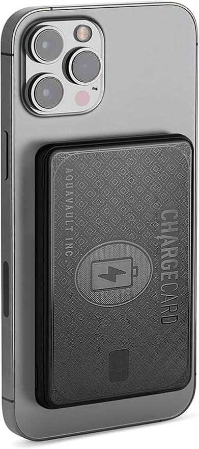 AquaVault Chargecard Magsafe Portable Charger 5000mAh 20W Fast Charge - Magnetic Power Bank, Ultra-Slim Battery Pack Compatible with iPhone 12-17 Series & Android(Matte Black)