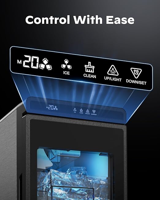 Silonn Clear Ice Cube Maker Countertop, Makes 3 Large 1.6″ Cubes in 20 Mins, Crystal Clear & Slow-Melting Ice for Whiskey, Adjustable Ice Thickness & Auto Clean, Great for Home bar, Kitchen & Party