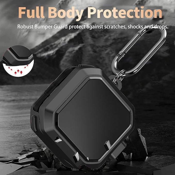 Galaxy Buds 4 Pro/Buds4 Case Cover with Secure Lock Clip, Shockproof Samsung Galaxy Buds 4/4 Pro 2026 Protective Hard Cover Shell with Carabiner&Cleaner kit for Men Women, Black