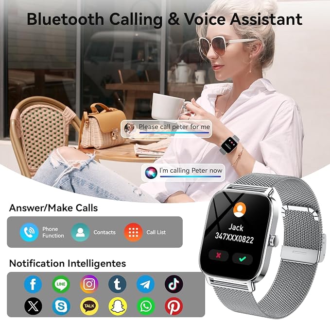 Smart Watch for Men Women Fitness Tracker: Make Answer Call Digital Mens Watches Waterproof Running Pedometer Smartwatch for Android Phone iPhone Samsung Compatible Sleep SpO2 Heart Rate Monitor Step