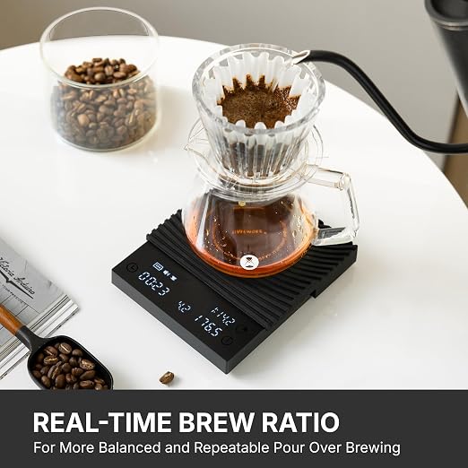 TIMEMORE Black Mirror Basic 3.0 Coffee Scale, Espresso Scale with Timer, Flow Rate & Brew Ratio, 3 Brewing Modes, 0.1g High Precision Rechargeable Digital Scale for Pour Over, Espresso - Black