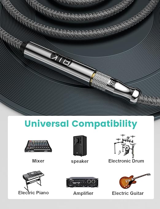 EMK Premium 1/4" (6.35mm) Male to Female Stereo Extension Cable (8Ft/2.4M) - Gold-Plated Quarter Inch Headphone/Guitar/Audio Extension Cord for Studio Equipment, Amplifiers & Instruments
