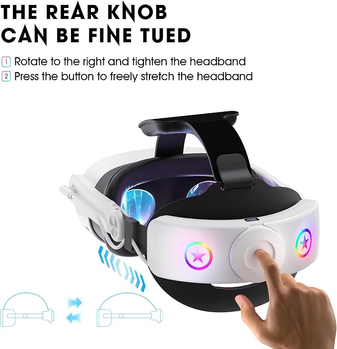 VR Head Set Strap with 10000mAh Battery for Meta Quest 3/3S - Patented One-Click Release, Adjustable Detachable Design Compatible with Quest 2 3/3S, Balanced and Comfortable VR Gaming