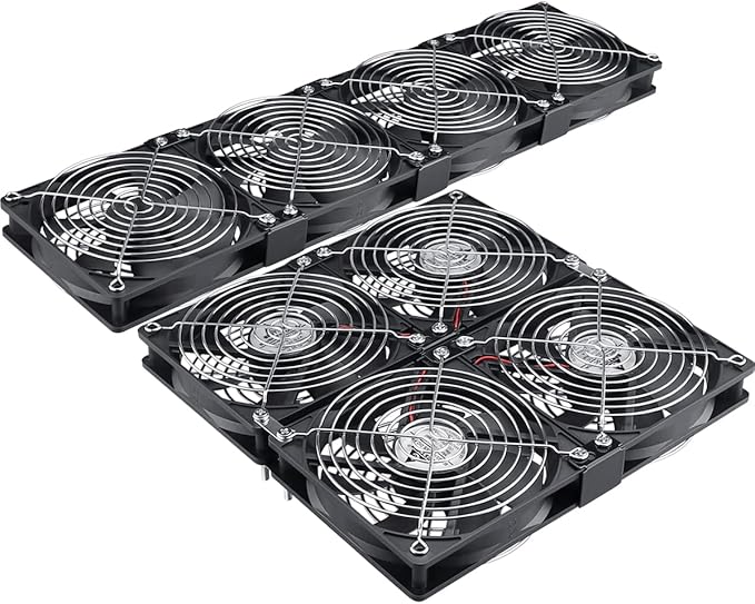 GDSTIME Big Airflow 4X 120mm Fans with 100V-240V AC Powered Speed Controller for DIY GPU Mining Rig Server Racks AV Cabinets TVs Routers Cooling Ventilation