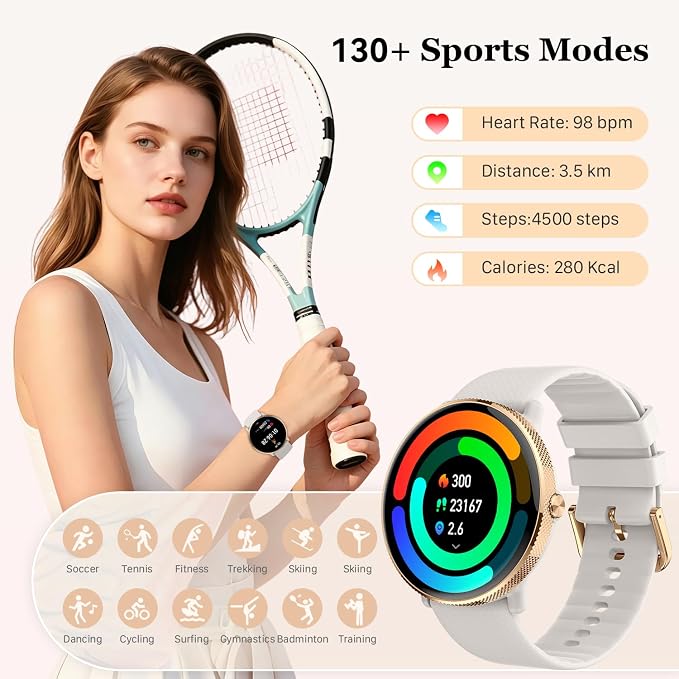 Smart Watch for Women Fitness Tracker: Waterproof Bluetooth Call Answer/Make Smart Watches for Android/iPhone Digital Women Smartwatch Activity Pedometer Heart Rate SpO2 Monitor 120+ Sports Model