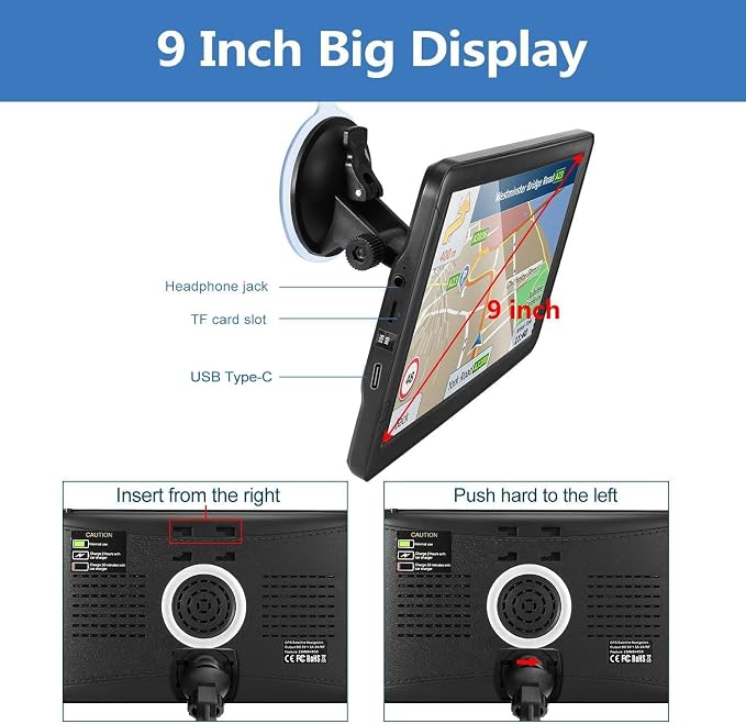 GPS Navigator for Car Truck RV, 9-Inch HD Touchscreen GPS for Car with 2026 Maps Free Lifetime Updates, Voice Turn-by-Turn Guidance, Speed & Red Light Camera Alerts, Custom Truck Routing