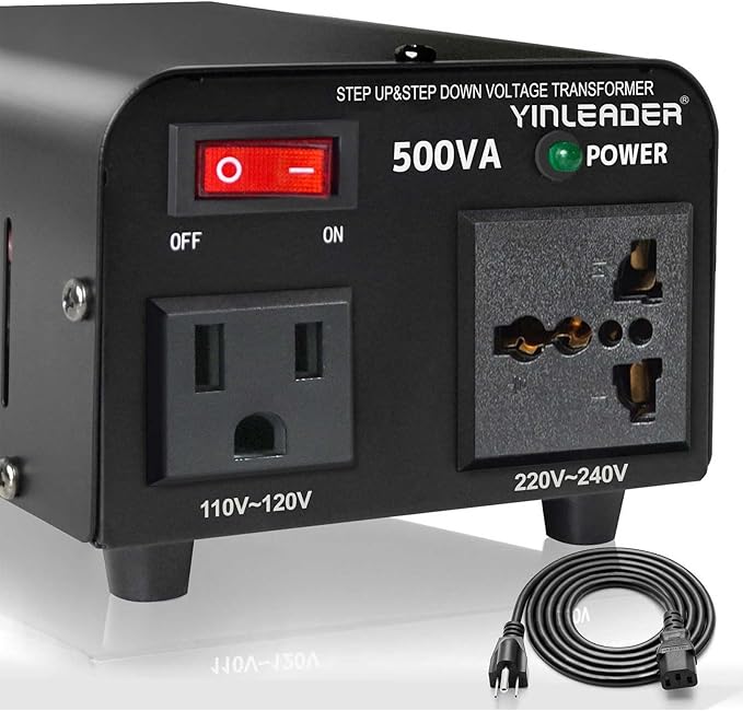 Yinleader 500W Voltage Transformer Power Converter(110V to 220V, 220V to 110V) Step Up/Down Converter 110/120 Volt - 220/240 Volt w/US Power Cord [300W Continuous Power]
