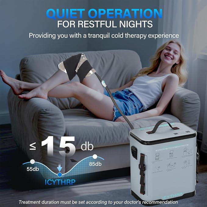 ICYTHRP Cold Therapy Machine with Programmable Timer, FSA Eligible HSA, Portable Ice Machine for Knee After Surgery, Programmable Recovery System for ACL, TKR & Sports Training with Specific Knee Pad