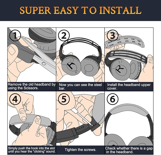 SOULWIT Replacement Kit for Bose QC35/QC35 ii Over-Ear Headphones, Ear Pads Cushions + Headband + Silicone Sweat Cover - Black