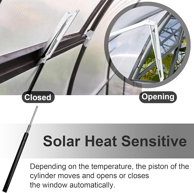 Amylove 2 Pcs Single Spring Automatic Roof Vent Opener Greenhouse Accessories Solar Greenhouse Heater Sensitive Ventilation Kit Automatic Window Vent Opener Replacement for Gardening