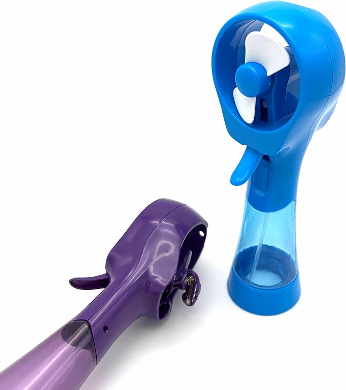 BJPEY Water Misting Fan Handheld Battery Powered Portable Personal Cooling Fans for Travel, Beach, Camping (Yellow+Purple+Pink)