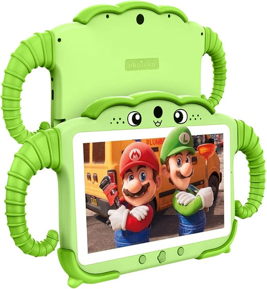okulaku Kids Tablet 7'' Tablet for Kids 3-7 32GB Toddler Tablets Kid Software Offline Content Installed, Kid Android Learning Tablets with WiFi Case Dual Camera Parental Control for Toddlers Children
