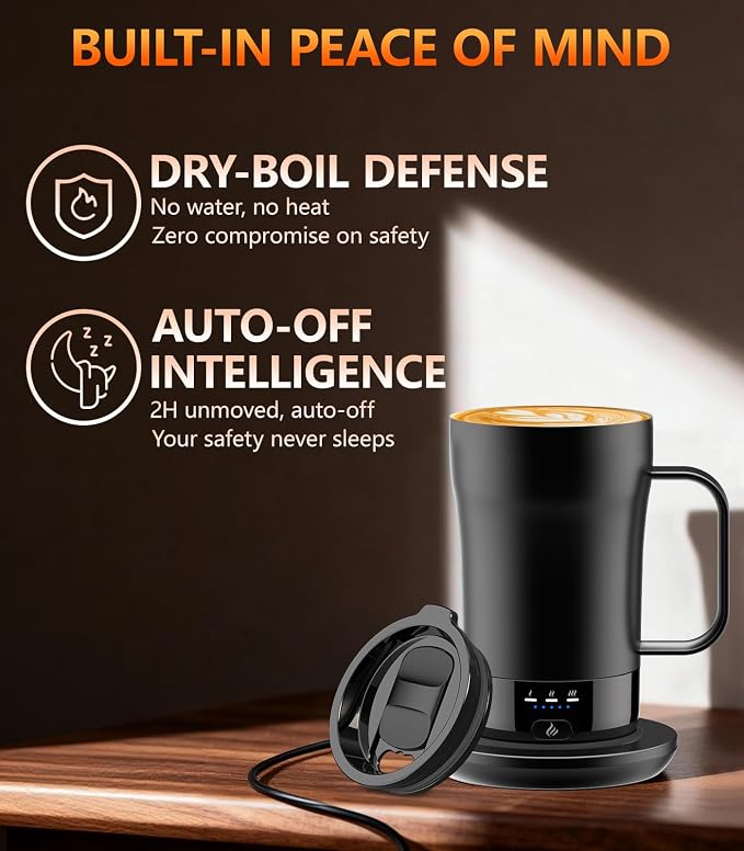 Self-Heating Coffee Mug, 14oz Heated Coffee Mug Rechargeable - Temperature Control Cup Keep Drinks Hot, Smart Cup Great Gift for Women & Slow Sippers