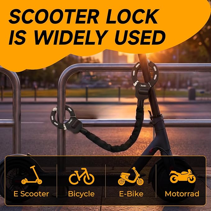 Scooter Lock,Scooter Locks Anti Theft with Scooter Bag,35.8 inch Heavy Duty Electric Scooter Locks,with 3 Key,Bike Locks High Security,Lock for Electric Scooter,E-Bikes,Motorcycles