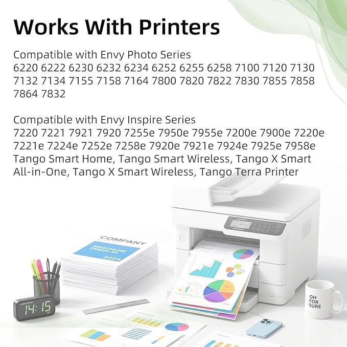 64XL Ink Cartridges (Black&Color,Combo Pack) Replacement for HP 64 hp64 XL for Envy Photo Series 7858 7855 7120 7155 7100 7158 7164 6255 6252 6232 7800 Inspire 7200e 7900e 7955e 7221e Tango X Printer