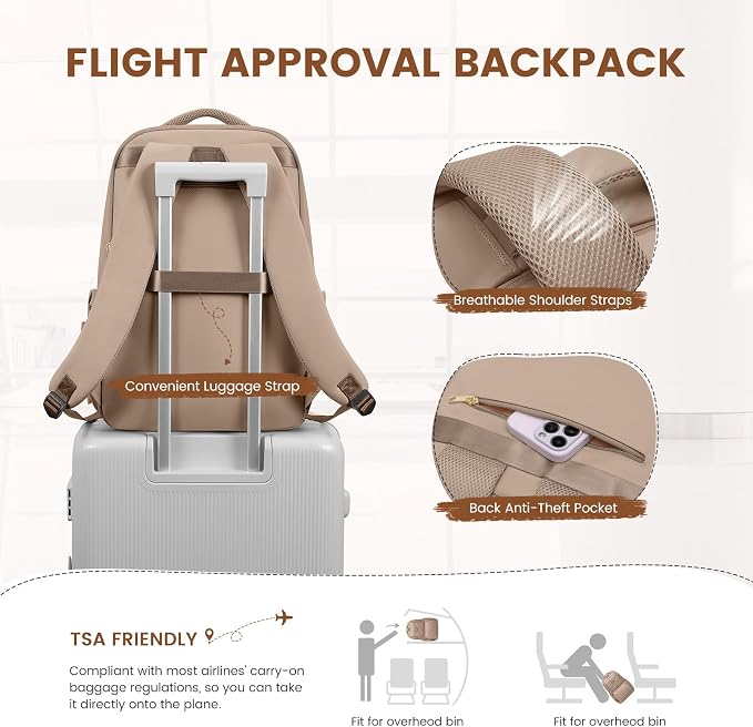 GOLF SUPAGS Lunch Backpack 16 Inch Laptop Backpack with Insulated Cooler Lunch Box Food Bag for College Work Camping Picnics (Champagne)