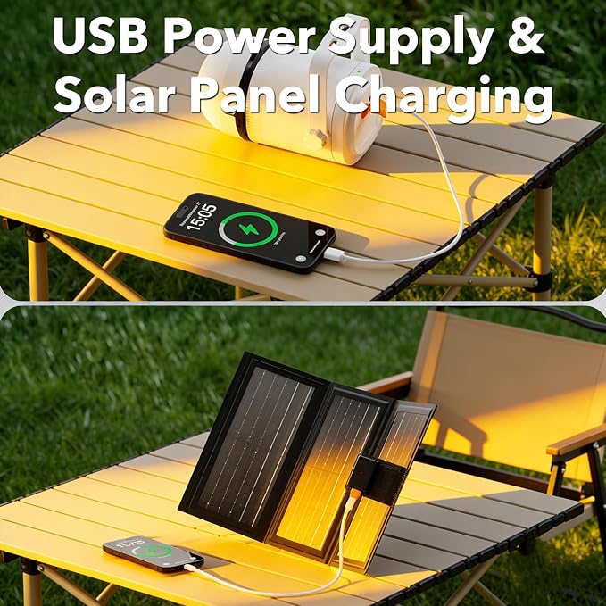Solar Ceiling Fan Light with Foldable Solar Panel, Portable Solar Camping Fan Light Outdoor with Remote, Battery Operated Canopy Hanging Fan, Wireless, for Outside Tent Porch Patio RVs Pergola