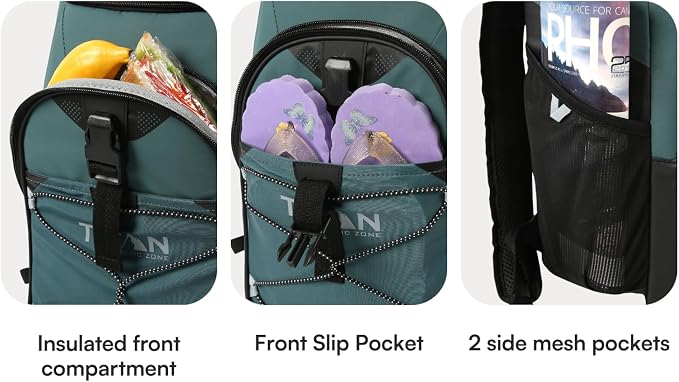 Titan by Arctic Zone Backpack Cooler, Insulated Soft Sided Bag with Leak Proof Lining and Padded Straps, for Lunch, Picnic, and Travel, 24 Can Capacity