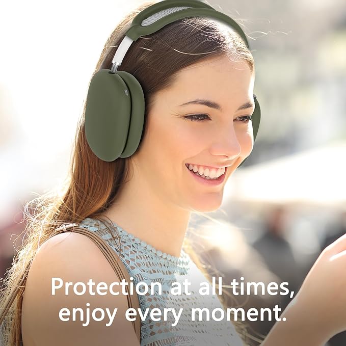 Silicone Case Cover for AirPods Max Headphones,Ear Pad Case Cover/Ear Cups Cover/Headband Cover for AirPods Max 2/1 (2026/2024/2020)(USB-C/Lightning),Accessories for Apple AirPod Max 2, Military Green