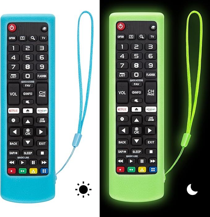 Silicone Protective Case for LG-TV-Remote Glow in The Dark, Remote Cover for LG Smart TV AKB75095307 AKB75375604 AKB74915305(Luminous Green + Blue)【2 Pack】