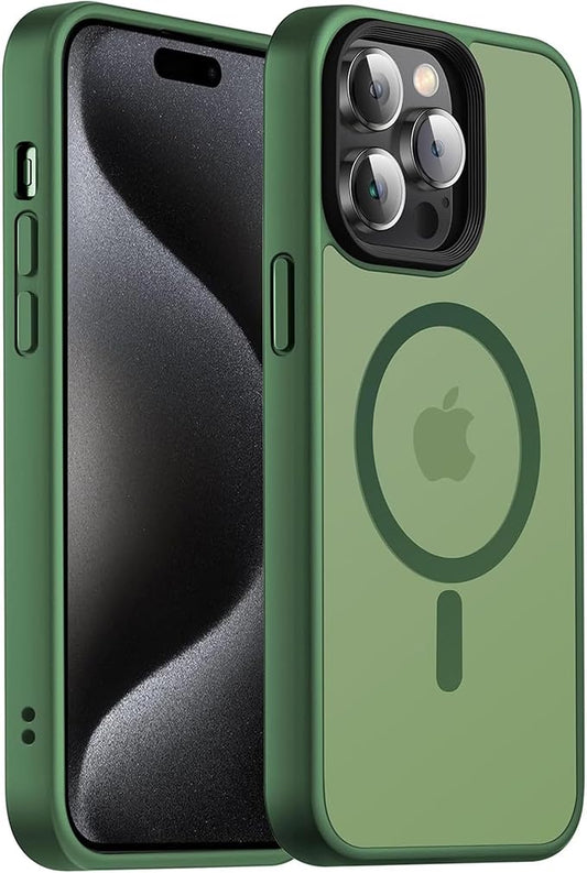 Magnetic Case for iPhone 14 Pro Max Case [10FT-Grade Drop Tested & Compatible with MagSafe] Translucent Anti-Fingerprint Anti Shockproof Protective Shell 6.7 Inch, Alpine Green