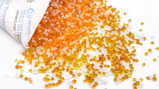 Wisesorb 200 Gram [50 Packs] Silica Gel Desiccant Packets with Orange Indicating Beads, Rechargeable Silica Packs, Moisture Absorbers for 3D Printer Filament Gun Safe Camera Electronics Equipment