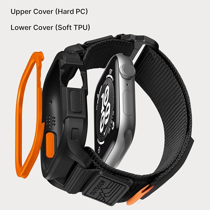 Bandletic Rugged Case with Band Compatible with Apple Watch 49mm(Ultra 3/2/1),46mm(Series 11/10), 45mm(Seriess 9/8/7),44mm(SE3/SE2/SE/6/5/4), Protective Cover Sport Accessories for iWatch Men
