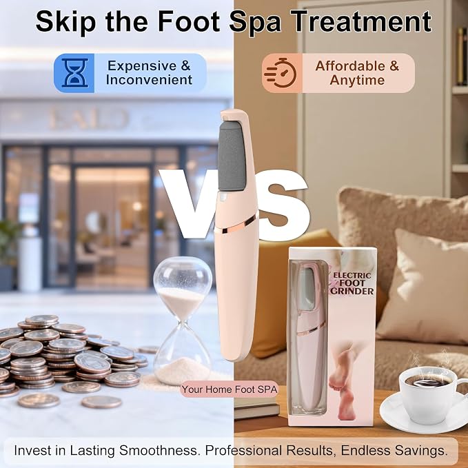 Electric Foot File, Callus Remover for Feet - Rechargeable Pedicure Tool, 2 Speeds 1700/2000 RPM & 2 Heads for Dry & Dead Cracked Skin, Cordless Waterproof Hard Skin Removal, Home Pedicure Gift