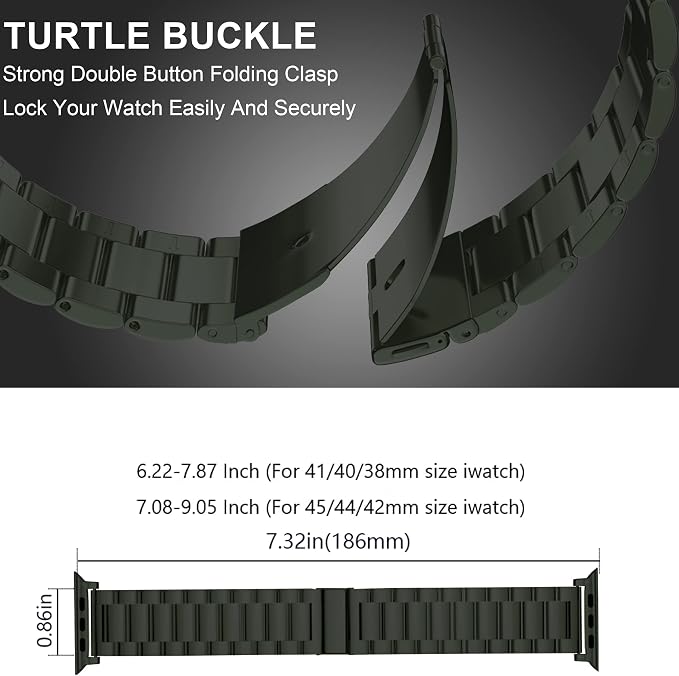 EPULY Stainless Steel Apple Watch Band, 42mm-49mm Compatible, Adjustable Length, Easy Installation, Luxury Design