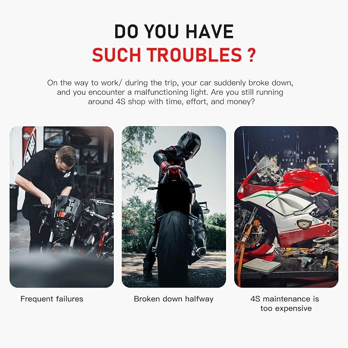 Motorcycle System Engine Diagnostic Test Tool M100 Pro Moto Scanner Code Readers Scan Tools 2 in 1 Motor Diagnosis+Multiple Battery Test Multilingual OBD Version