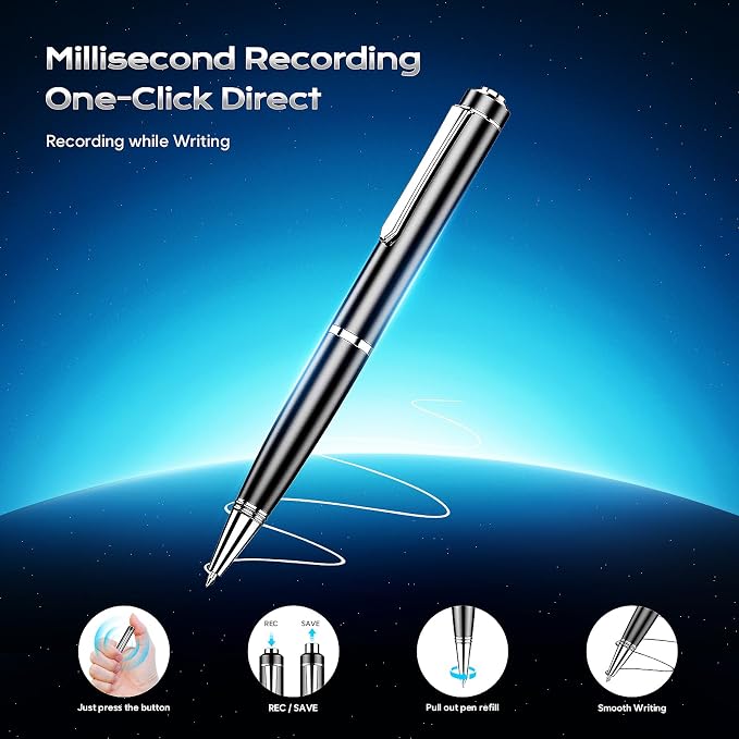 Voice Recorder with Playback, 128GB Digital Voice Activated Recorder with Intelligent Noise Reduction, Recording Device, 4800Hrs Smart Tap Dictaphone for Lectures Meeting, Class, Work, Interviews