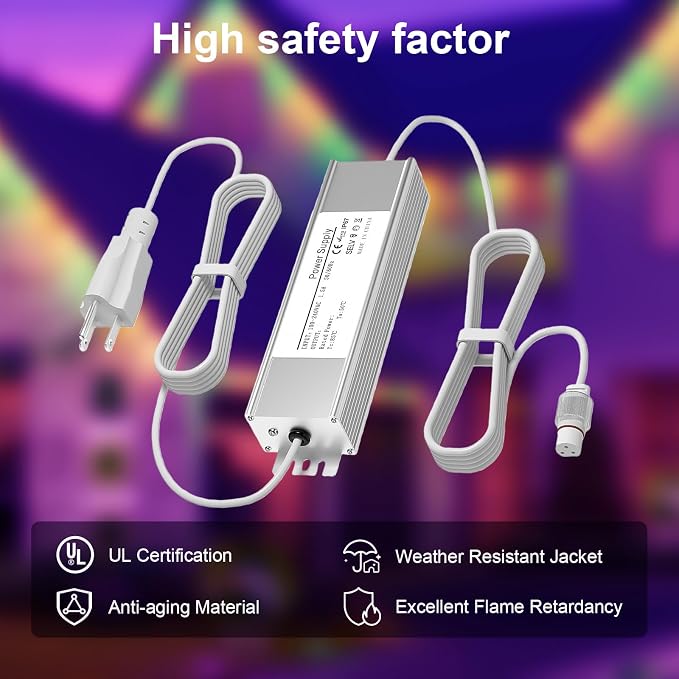 36V Waterproof Power Supply for Govee Permanent Outdoor Lights Only Compatible with Govee H705A H705B H705C Power Adapter Cord 3 Pin White(Non-Compatible Barrel connectors)