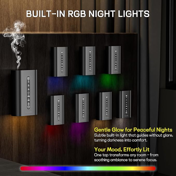 2026 Upgrade Smart Plug in Diffuser, Waterless Scent Diffusers for Home Cover Up to 800 Sq. Ft with 3 Mist Levels & Timers, Waterless Essential Oil Diffuser with RGB Lighting for Home, Office