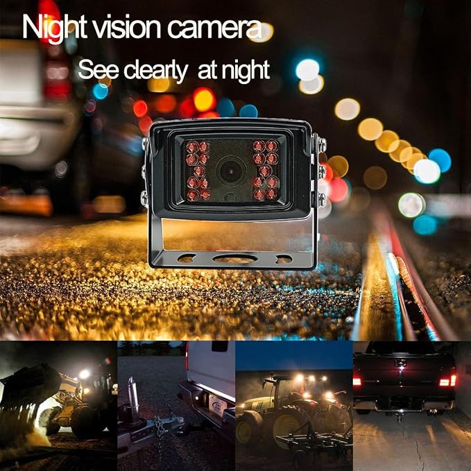7" Rear View Backup Camera System with 2 AHD 1080P Cameras - IP69K Waterproof, 10G Vibration Proof for Trucks, Tractors, RV, Heavy Duty Equipment, Industrial Grade, Enhanced Safety Reversing