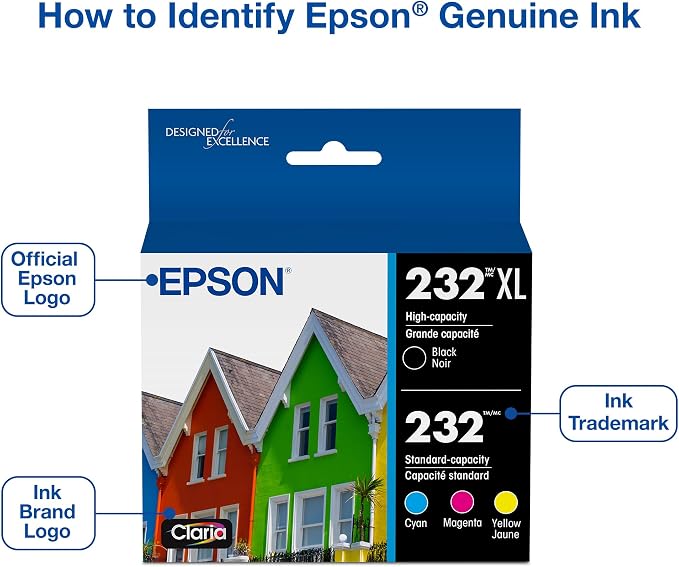 EPSON 232 Claria Ink High Capacity Black & Standard Color Cartridge Combo Pack (T232XL-BCS) Works with WorkForce WF-2930 ,2950 and Expression XP-4200, 4205