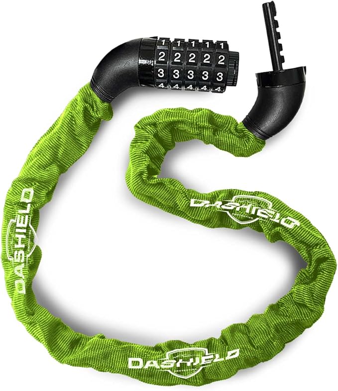 Bike Chain Lock Security 5 Digit Resettable Combination, 51.2 inches Heavy Duty Anti Theft Lock Chain for Bicycle, Motocycle, Scooter, Gate, Fence (Green, 4.2ft)