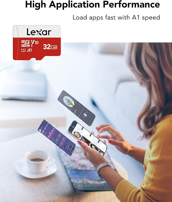 Lexar E-Series 32GB Micro SD Card, microSDHC UHS-I Flash Memory Card with Adapter, 100MB/s, C10, U3, A1, V30, Full HD, 4K UHD, High Speed TF Card