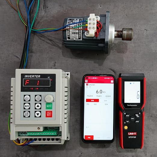 UNI-T UT372D Digital Tachometer,Contact & Non-Contact RPM Meter 1-99,999 RPMAccuracy,with Backlight, Data Hold, and Max/Min/Bluetooth Transmission Data Storage