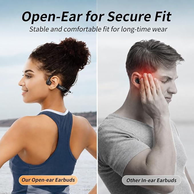 CXK Bone Conduction Headphones Bluetooth 6.0 Open Ear Headphones with Mic, Premium Loud Sound 10-Hour Playtime Bluetooth Headphones, IPX6 Waterproof Sports Headset for Running, Cycling, Walking