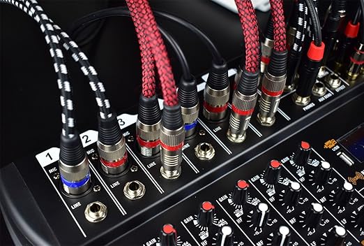 Unbalanced XLR Male to 1/4" TS Male Mono Cable, 6.6 Feet 6.35 mm Quarter Inch to 3pin XLRm Audio Cord, OFC Shield, Nylon Braided, Red Color, for Mixer/Keyboard/Electronic Drum, 2Pack