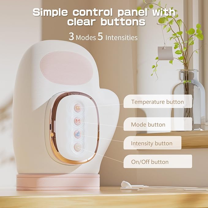 Hand Massager with Heat and Compression, Finger Massager, Cordless Deep Relaxation, Gift for Women, Men, Christmas,Pink
