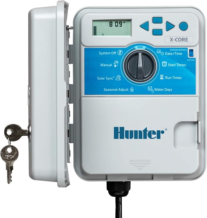 Hunter XC800 X-Core 8 Zone Outdoor/Indoor Sprinkler Timer, Weatherproof Irrigation Controller for Lawn and Garden, Programmable Automatic Watering, Easy Install