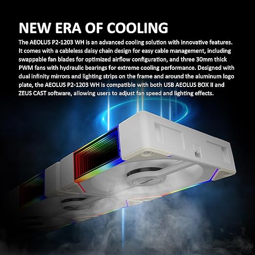 GAMDIAS AEOLUS P2-1203 120mm ARGB PWM Fan (3 Pack, no Hub), Include Reverse Fan Blade x3 & Controller, ARGB Sync, Easy Installation & Cabless Daisy-Chain Design, Silent Operation, Up to 2400RPM, White