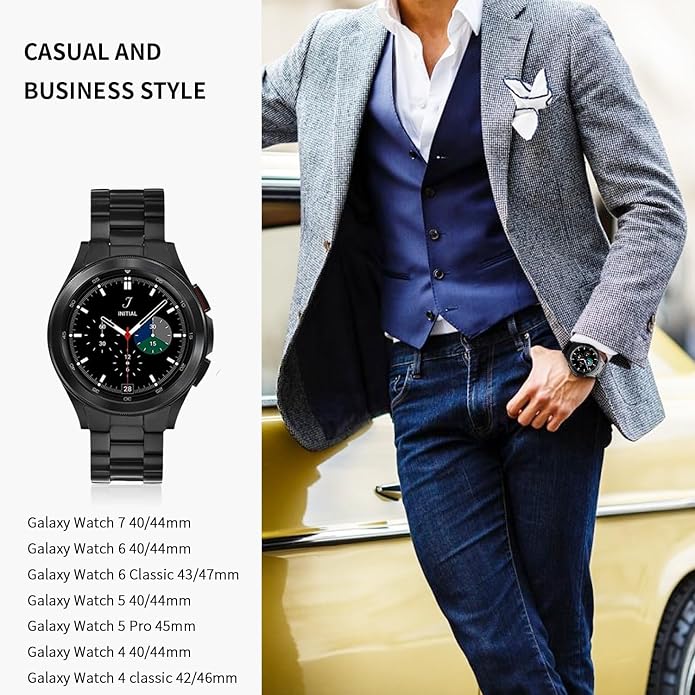 GOLDTOLUCK No Gap Stainless Steel Band Compatible with Samsung Galaxy Watch 8 7 6 5 4 Classic FE Pro Ultra 40mm 44mm 46mm 43mm 47mm 45mm 42mm Replacement Men Women Milanese Metal Elegant Casual