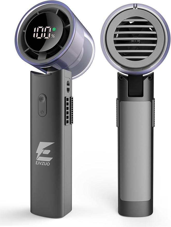 Semiconductor Ice Cooling Fans That Blow Cold Air,Portable Fan | handheld,rechargeable,hand cooling,4500mAh,6-speed,20000 RPM turbo,digital display,Ideal for camping,commuting & outdoor use