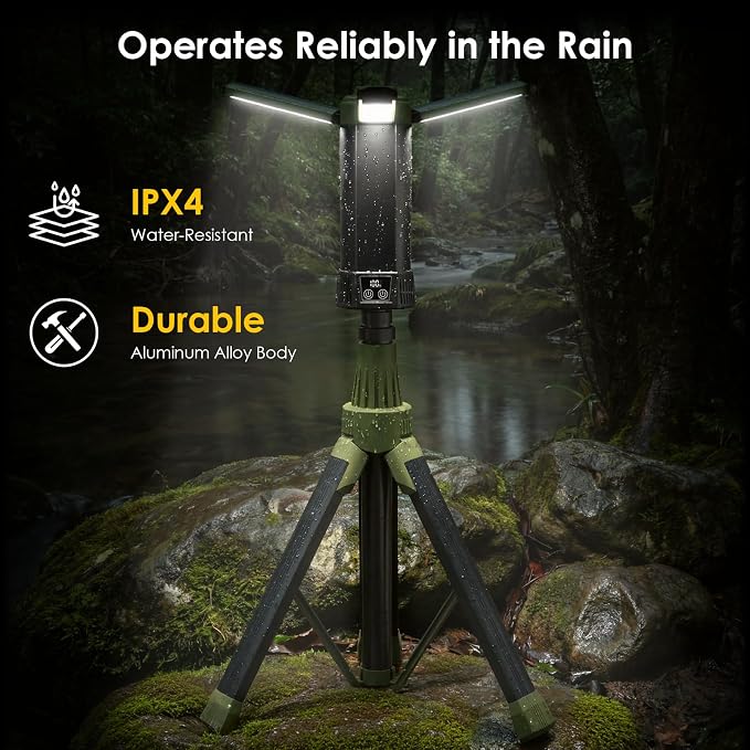 Telescopic Camping Light, 9000mAh Rechargeable Lantern, Portable Camping Light, Camping Essentials Gear Emergency Flashlight for Outdoor, IPX4 Water Resistant