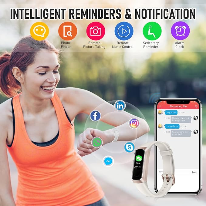 Fitness Tracker with 24/7 Heart Rate, Health Tracker with Calories Sleep Monitor, 1.10''AMOLED Touch Color Screen, Step Counter Activity Pedometer Smart Watch for Women Men